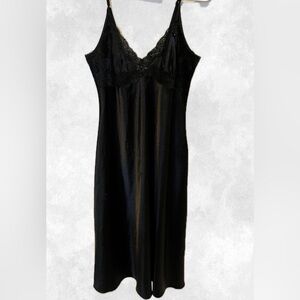 Linea Donatella Witchy Dark Romantic Black Polka Dotted Lace Slip Lingerie S EUC